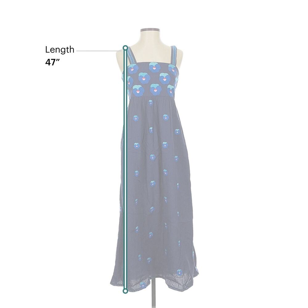 Nimo with love Mexican flower dress Blue Floral Midi Anthropologie XS - Picture 2 of 5